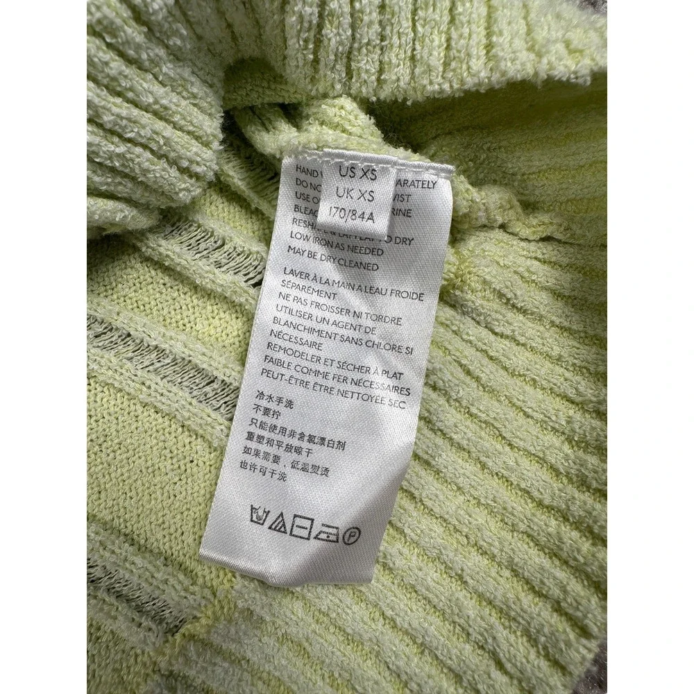 Free People Stevie Distressed Cardigan XS Lime Green Slouchy Cropped Sweater